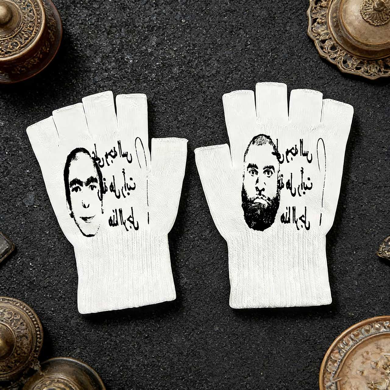 Fingerless Glove Knit - Y2K retro-geprinte vingerloze handschoenen - gebreide
